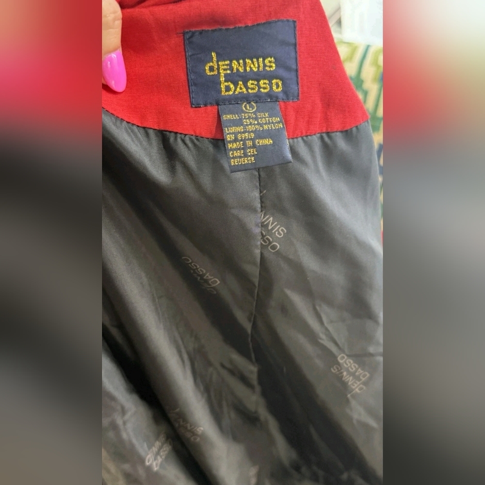 Dennis by Dennis Basso Red Swing Coat Women’s Sz Large - Picture 5 of 6